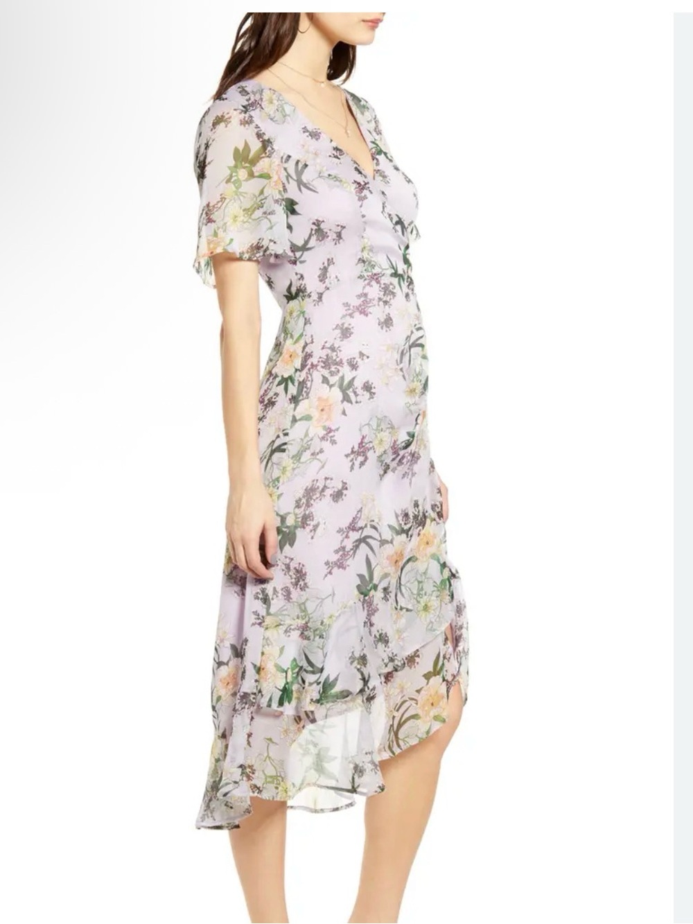 ASTR the Label- Floral Ruched MIDI Dress- Nordstrom- Women’s S